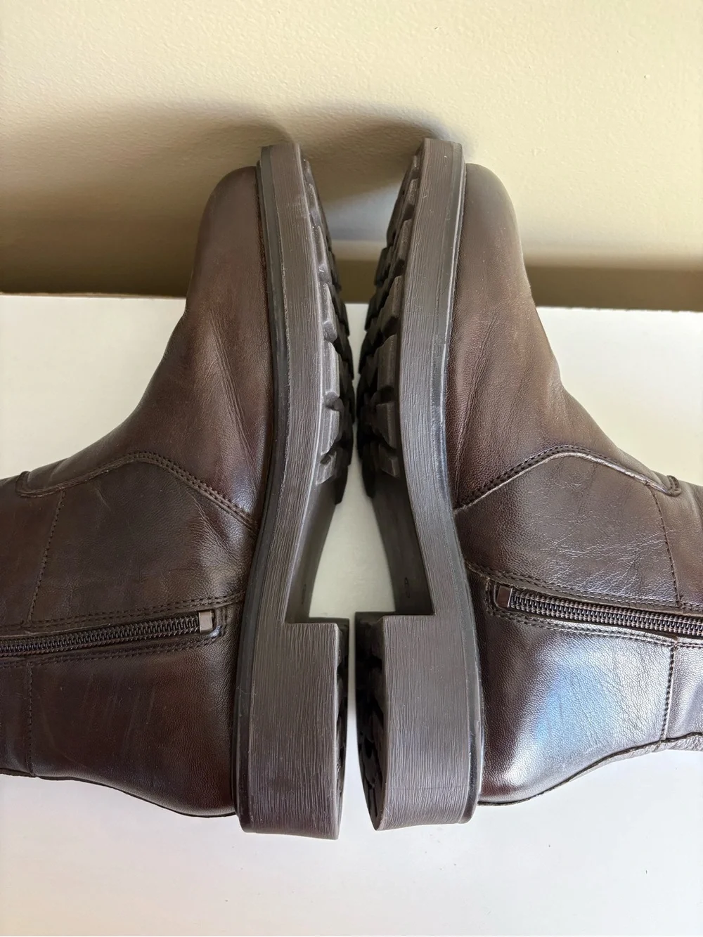Alberto Torresi Brown Leather Zip Moto Ankle Riding Boots Size 37